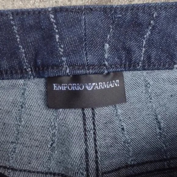 Emporio Armani JO4 Striped Needle Punched Denim Jeans Blue Regular Fit Sz 28 - Picture 3 of 13